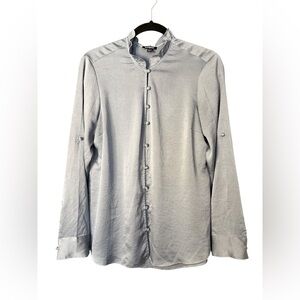 Women’s Express Size Large Slate Blue Long Sleeve Satin Blouse